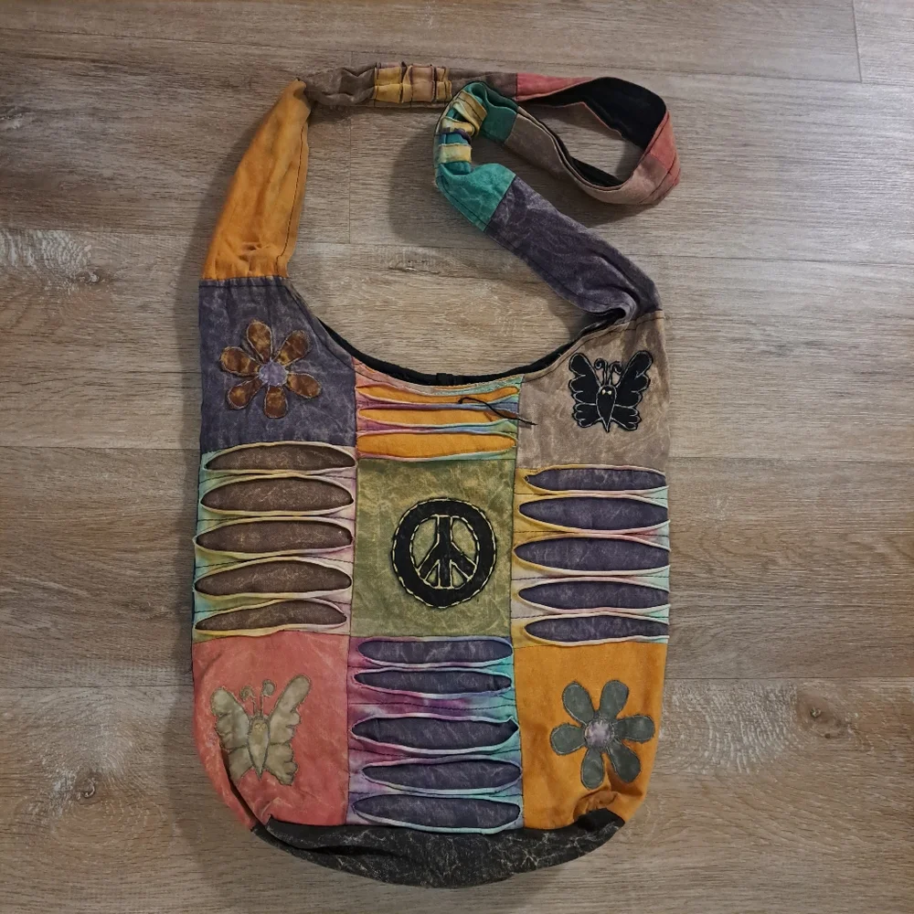 Hippie Boho Multicolored Patchwork Shoulder Crossbody Fabric Bag
